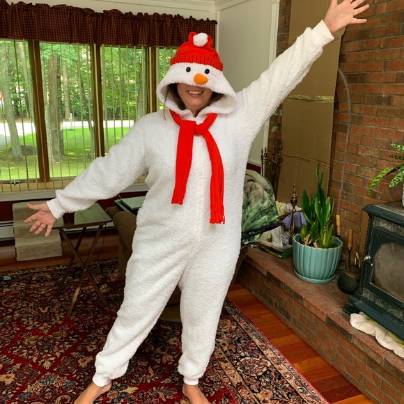 Xhilaration Pants - Adult One-Piece Snowman Costume Hooded Jumpsuit